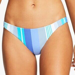 Vitamin A 'Luciana' Ribbed Stripe Bikini Bottom, Aquazul Multi